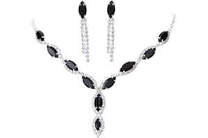 YAZILIND Argent Strass Cristal Collier et Boucles d'oreilles Ensembles (B)