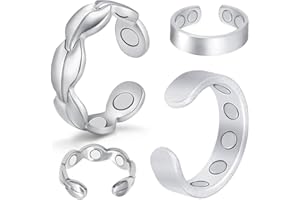 Cigmag 9X Copper Rings for Women, with Powerful Magnets, Adjustable Solid Pure Copper (Silver Matte & Fishtail)