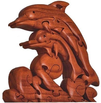 Preisvergleich Produktbild CHH Dolphin Wave 3D Wooden Brain Teaser Puzzle by CHH
