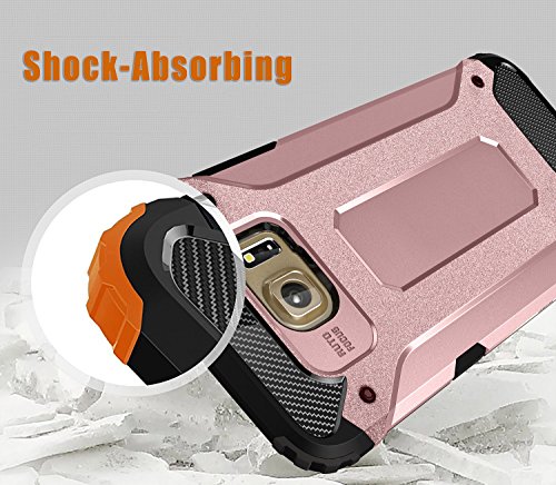 Funda Galaxy S7 Edge  Pasonomi    Pesada   Doble Capa  Carcasa de Protecci  n Hibrida Armadura Funda para Samsung Galaxy S7 Edge  Oro rosa 