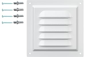 DEMLOU Rejilla de Ventilación Blanca Cuadrada – 125 x 125 mm – Acero Galvanizado con Malla Protectora – Recubrimiento RAL9016 – Antióxido – Para Pared o Techo – Interior y Exterior.