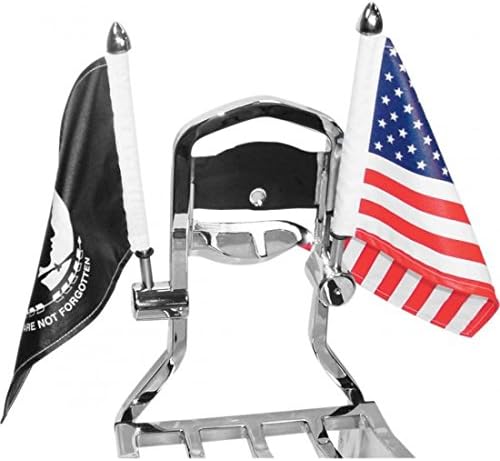 Pro Pad Square Sissy Bar Motorcycle Flag Mount with 9" Pole and 6" x 9" USA Flag, Fits 1/2" Vertical Square Bar