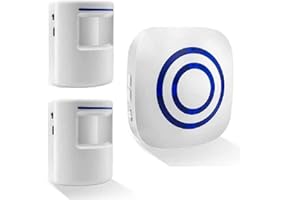 BeiLan Sonnette sans Fil Kit de Carillon de Porte Electrique avec 1 Récepteur et 2 Détecteur de Mouvement PIR Capteur Alerte Visiteur Alarme de Sécurité avec 38 Mélodies au 3 Niveau Volumes