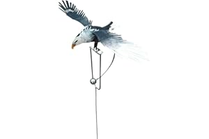 GINGER TECH Gufo volante da giardino, gufo filatore a vento, gufo cinetico, grandi animali a dondolo con ali sbattute, paletti da giardino in metallo, per esterni, cortile, decorazione, ornamento (aquila)