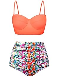 Aixy Mujer Vintage Halter Neck Bikinis Conjuntos Polka Dot Bikini Cintura Alta Trajes de Baño de Dos Piezas