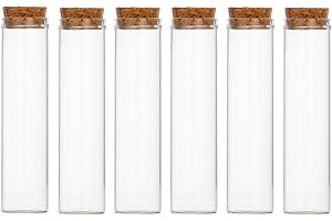 BAMBOOPACK Tubos de ensayo de vidrio borosilicato transparente vacíos de 60 ml/2 oz tubos de ensayo planos con tapones de corcho, frascos, contenedor de contenedor, botella de mensaje para experimentos