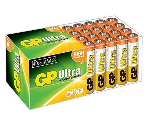 GP Batteries Ultra Alkaline 40 X Piles AAA Alcaline (1,5 V) Cylindrique Vert Blanc