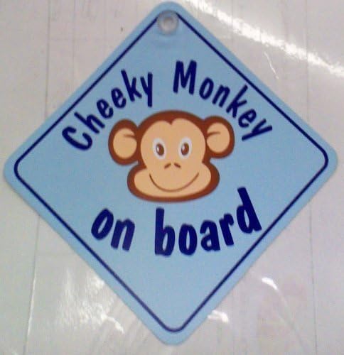 Monkey Cheeky On Board Blue Window Sucker Sign