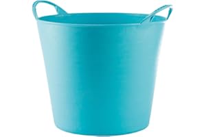 ‎RED HOG RED HOG Gartenkorb Kunststoff 26L Griffe Haltbarkeit: 120 kg Flexi Bag Wäschekorb Rund Behälter für Haus, Garten, Gebäude, Superstark, Mehrzweck, Verstärkungsrippen, Rissbeständig, Türkis