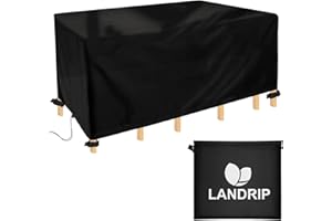 Landrip Pokrowiec na meble ogrodowe 213x135x74cm-Wodoodporny, Wytrzymały materiał Oxford 420D, Prostokątny obrus na stół ogrodowy, Wiatroszczelny, Ochrona mebli tarasowych