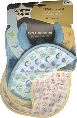 Tommee Tippee Dribble Catcher Pink Blue Beige Bibs 0+ Months (2 Blue Bibs)