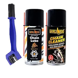 Kangaroo Bicycle Chain Lube and Chain Cleaner with Cleaning Brush (PTFE Protection) Dry Finish, Dusty and Rainy Conditions 150 ML
