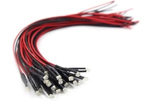 Evemodel 20 LED pre-cablati da 12 V ~ 18 V, 1,8 mm, luce bianca calda, pre-saldata, L1218WM-20-EU