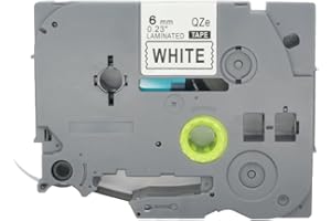 BROVACS 1 opakowanie czarno-białej laminowanej taśmy etykietowej kompatybilna z drukarką etykiet Brother P-Touch TZ 211 TZe 211 6 mm 1/10.2 cm OPA4211