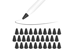 SIXFU 30 PCS Paper Feel Silence Covers for Apple Pencil Tips, Rubber Silicone Protectors for Apple Pencil 2nd Generation Tips/ 1st Gen Replacement iPad Pro Pencil Nib Covers(Black)