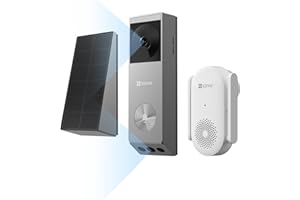 EZVIZ 2K Sonnette vidéo sans Fil avec caméra+Panneau Solaire+Carillon, Double Objectif, détection de Personnes/Paquet, Vision Nocturne en Couleur, changeur de Voix, 32 Go eMMC intégré EP3x Pro+CH1