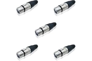 iYueMps 5pcs 3Pin Female XLR Solder Type Microphone Line Plug Connector Mic Audio Socket(5 x XLR Female Adapter)