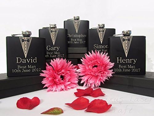 Personalised Engraved 6oz black Hip flask best man usher wedding gift bhf6
