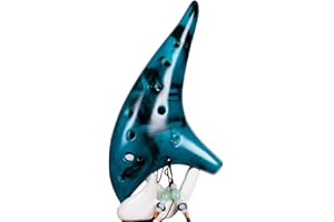 ZETONG Ocarina Ocarina Alto Do 12 trous en céramique fumé avec livre de chansons pour débutants, idée cadeau (bleu)