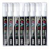 sin polvo de tiza GAINWELL Rotuladores de 6mm de tiza líquida blanca - Set de 8