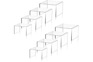 Duscdesp Set of 8 Acrylic Display Stand Acrylic Shelves Display Risers Crystal Display Shelf, Cupcake Stand Dessert Candy Riser Doll Stands Perfume Stand Action Figure Stands (Large Size 8 Pieces)