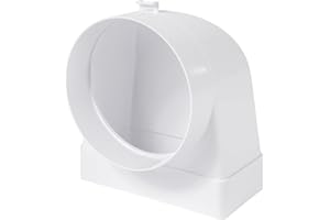 Vent Systems 150 x 75 mm conducto angular rectangular 90° – transición a tubo con Ø125 mm – entrada de aire, acoplamiento de salida para sistemas HVAC – conector de ventilación para calefacción