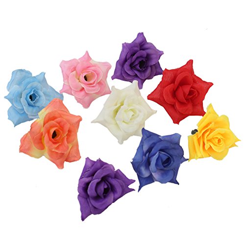 24/Set Kunst Rose Kopf Kunstblume Künstliche Rosenkopf bunt Blüte Tischdeko - 3