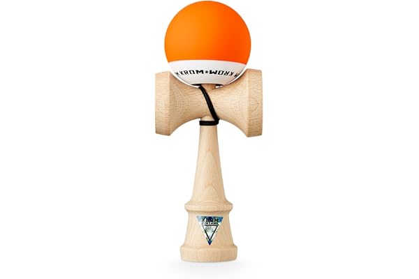KROM Kendama POP Orange - Bilboquet - Ökade kognitiva förmågor - Förbättrar balans, reflexer och kreativitet - designad av en professionell för nybörjare och experter