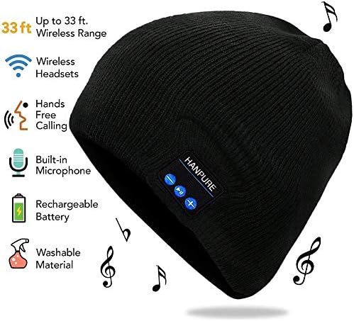HANPURE Bluetooth Beanie, Wireless Headphones Bluetooth Cap, Music Listening Phone Call Answering for Running, Camping, Hiking, Cycling