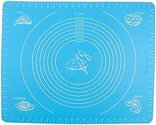 CUTADORNS Non Stick Large Silicone Baking Pastry Mat BPA Free with Measurements / Fondant Rolling Mat / Pastry Rolling Work Mat / 50 x 40cm / Blue