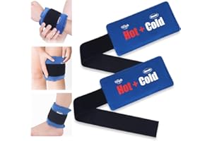 Hilph Poche de Glace avec Sangles Élastiques Velcro Pansements, Gel Paquet Compresse Chaud Froid, Thérapie Par le Chaud et le Froid pour Genou, Cheville, Poignet, Blessure Sportive, Douleur Musculaire