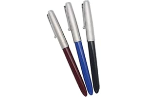 SIPLIV set di 3 jinhao 51a penna stilografica in acciaio inox set cancelleria scuola forniture per ufficio regalo di cancelleria, pennino ef, colore della diversità (blu, rosso, nero)