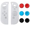 Custodia protettiva in silicone 8 in 1 con levette a pollice e tappi per Nintendo Switch Joy-Con Controller Skin Bianco