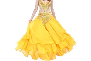 GLADIOLUSA Damen Bauchtanz Rock Dreischichtige Chiffonrock Tanzrock Schwingen Tanz Rock