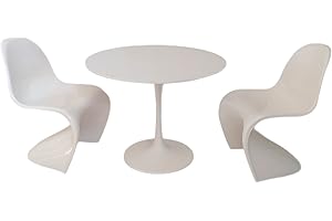 Eledoll 1:6 Dollhouse Furniture Panton S White Chair & Table Set for The 12 inch Fashion Doll