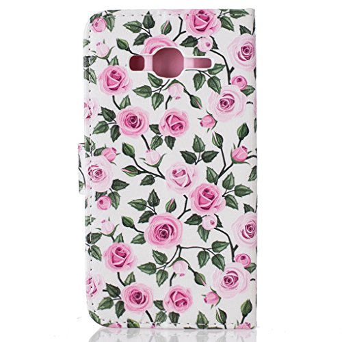 Samsung Galaxy J3 2015 Model/J3 2016 Model/J310 Hülle [Bildschirmschutz aus gehärtetem Glas], Grandoin Retro Leder Foliant Stoßabfangende Hülle, exzellente Qualität buntes elegantes Muster Design Premium PU Verschluss genaue Passform Riemen-Leder Geldbörse schützende Schnapp-Hüllen-Abdeckung für Samsung Galaxy J3 2015 Model/J3 2016 Model/J310 mit [Kreditkarten Einschub] Ständer Funktion - 2