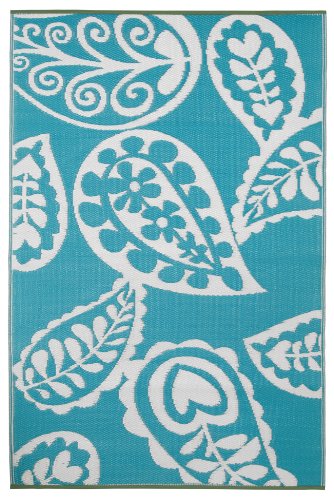 Fab Hab Paisley Tappeto, plastica, Flussblau & Weiß, 90 x 150 cm