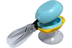 HARAC Tijeras de mesa con base adaptables con resorte, tijeras de seguridad para necesidades especiales, tijeras de entrenamiento ambidiestro, fabricadas en Japón, color azul