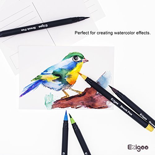 Ezigoo Brush Pen Set – 10 Farben – Pinselmarkierungen mit weichem flexiblen realen Pinselspitze schaffen Aquarell Effekt - 5