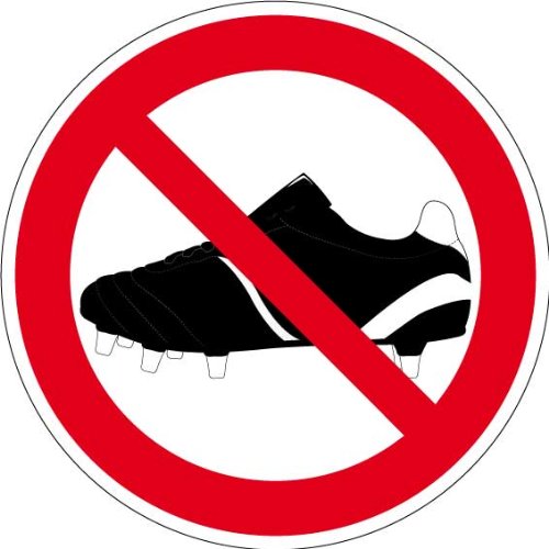 Preisvergleich Produktbild Verbotszeichen - Betreten mit Fußballschuhen verboten - Aluminium - Ø 40 cm
