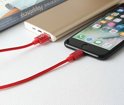 iPhone Lightning Kabel, Lively Life Lightning-auf-USB-A Ladekabel Datenkabel Nylon geflochten Rote für Apple iPhone 7 / 7 Plus / SE / 6S / 6S Plus / 6 / 6 Plus / 5S / 5C / 5 , iPad Air / Air 2, iPad mini / 2 / 3 / 4, iPad 4- [3Pack, 3FT 6FT 10FT] - 6