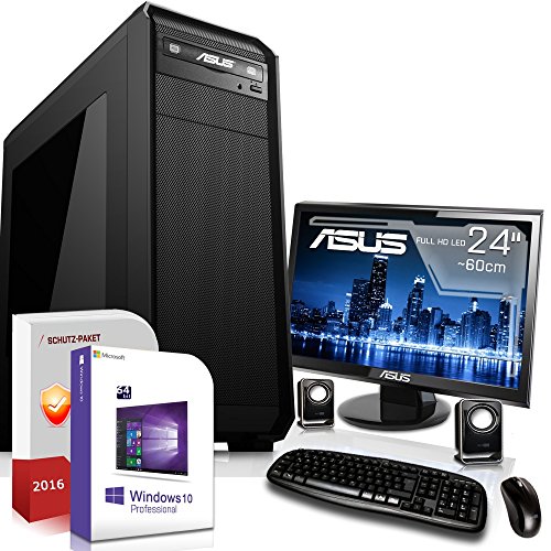 Gaming PC Komplett Set / Multimedia COMPUTER inkl. Windows 10 Pro 64-Bit! - AMD Quad-Core A10-7860K 4 x 4,0 GHz - Nvidia Geforce GTX 1050 Ti mit 4GB GDDR5 RAM - 8GB DDR3 RAM - 120GB SSD + 1000GB HDD - ASUS 24-Zoll TFT Monitor - 24-fach DVD Brenner - Lautsprecher - Tastatur + Maus - USB 3.0 - DVI - HDMI - Displayport - Gamer PC mit 3 Jahren Garantie!