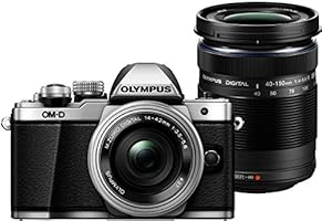 Olympus OM-D E-M10 Mark II Compact System Camera - 14-42 EZ Lens + 40-150 mm R, Silver