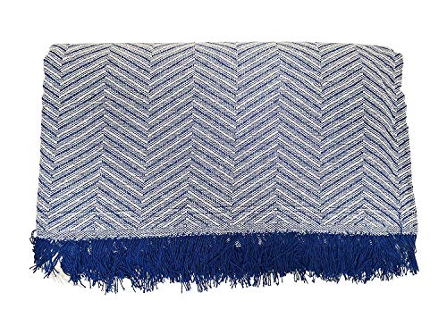 Cabatex Home - Colcha Multiusos Plaid Foulard Cubre SOFÁ O Cama Mod. ZIGA (Azul, 180_x_260_cm)