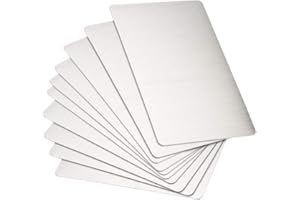 sourcing map Blank Metal Card 80x50x0.4mm Brushed 201 Stainless Steel Plate for DIY Laser Printing Engraving Silver Tone 10 Pcs