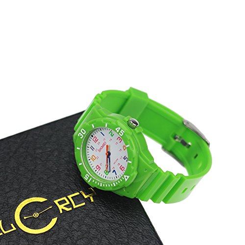 Kinderuhren-JungenKinder-Wasserdicht-Analog-Armbanduhr-fr-Jungs-MdchenGrn-Kinderuhr