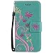 Produktbild Lonchee iPhone 6 6S (4,7 Zoll) Wallet Tasche Brieftasche Schutzhülle , Gemalt Schmetterling Muster Design Schutzhülle / Cover / Handyhülle / Etui Folio PU Leder Tasche Case Hülle im Bookstyle mit Standfunktion Kredit Kartenfächer und abnehmbare Handschlaufe (Minzgrün)