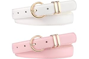 Coubeau Lot de 2 Ceinture en Cuir pour Enfants Fille Ceinture Élégante à Boucle Dorée pour Adolescentes Filles Jeans Robe