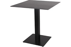 Gruppo Maruccia - Tavolo per Bar, Risroranti, Giardino - Top Effetto Marmo in Pietra Sinterizzata - Piede Centrale Quadrato (70 x 70 cm, Black)