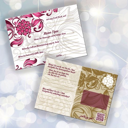 52 Postkarten Hochzeit – PORTOFREI möglich – Postkarten Set Hochzeit mit 52 Karten zur Hochzeit. Hochzeitsspiele mit Karten für Gäste und Brautpaar. Jahreskarten mit Motiv Floral